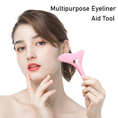 Shanpin TEMPLATE-PINK 2Pcs Eyeline Stencils Silicone Winged Tip Eyeline Aid Eyebrow Pencil Stencil Reusable Smoky Eyeshadow Multifunctional Eye Makeup Tool Kit Quick Stencil Aid Eyeliners Molds Eyeliner Stencil thumb #2