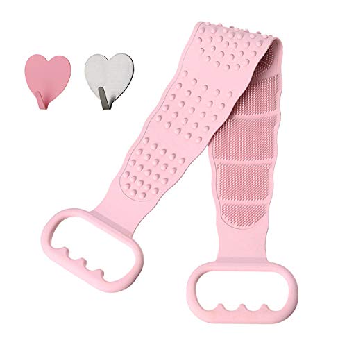 Silicone Back Scrubber for Shower, Silicone Body Brush, For Back Cleansing And Exfoliating, Back Massage, All Parts Of The Body To Remove Ash And Mud, Easy to Clean, Lathers Well, Long Lasting(Pink)