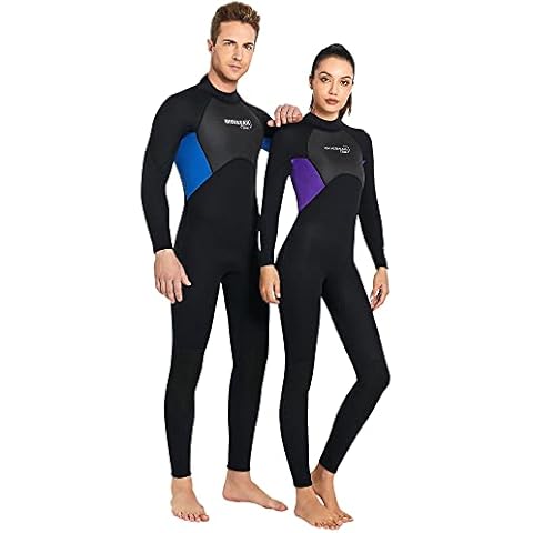 Owntop 3mm Neoprene Wetsuit for Women - Stretch Thermal One Piece Diving Suits Back Zipper Full Swimsuit UPF50+ Long Sleeve Sunsuit for Snorkeling Scuba Diving Swimming Surfing, Purple XL Cover