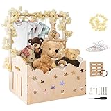 DPDPPL Wooden Baby Shower Crate Closet with Star Design, Hangers & Handle, Large Wooden Crate for Baby Shower Display, Newborn Welcome Basket, Nursery Storage & Decor Organizer