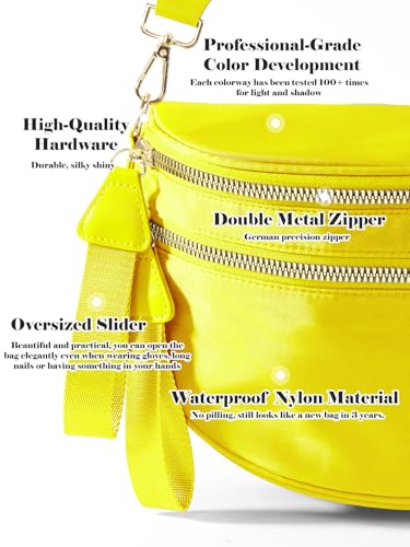 Image of Pure Colour Crossbody Bag Bum Bag for Women,Spacious Purse Fanny Packs Belt Bag,Oversized Bum Bag (Colour Bum Bag-Yellow)