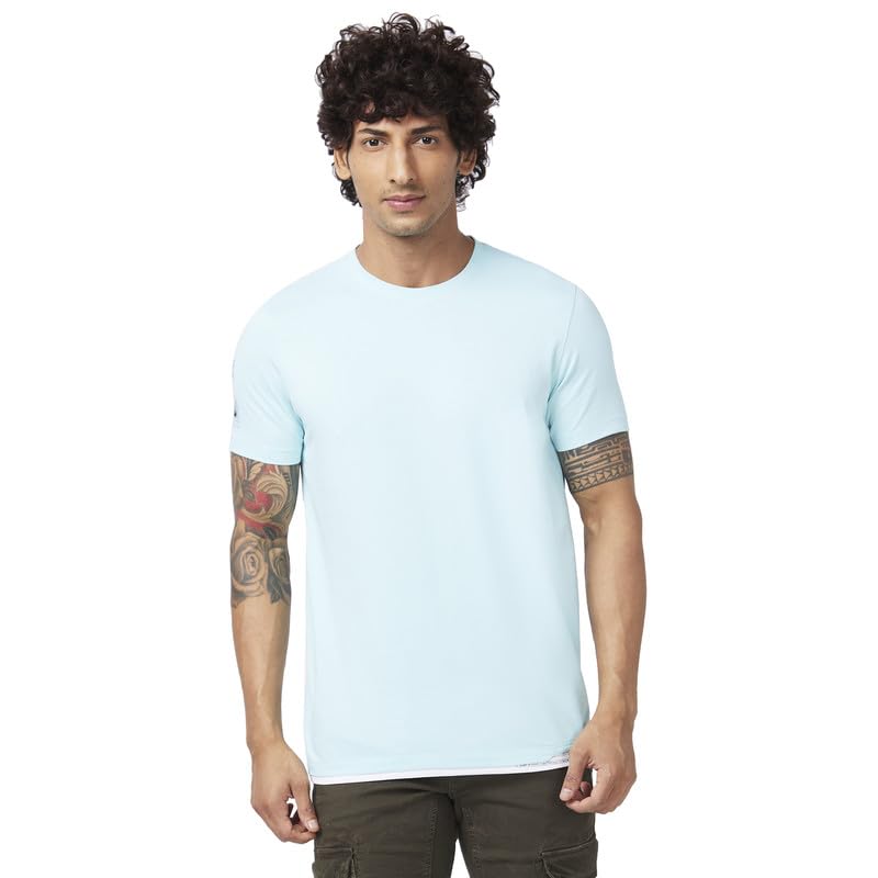 Image of Spykar Men's Slim Fit Round Neck Half Sleeve Solid Casual T-Shirt