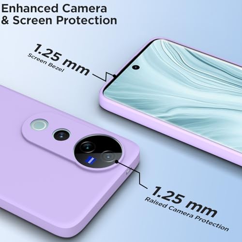 Image of Outlouders Back Cover for Vivo V40 Pro | Camera Protection | Durable Soft Matte Silicone Bumper Case (Purple)