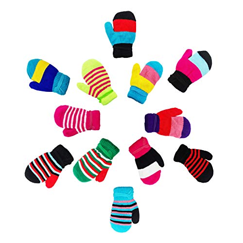 12 Pairs Kids Winter Gloves, Children Bulk Pack Fun Colorful Cute Magic Glove for Boys & Girls