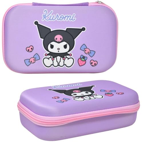 Fast Forward Kuromi Molded EVA Pencil Case - Hard Shell Zipper Pouch for School Supplies Purple Character Design 8.5x5x2.5 Inches