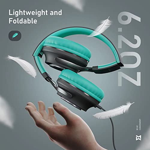 Mevoix On Ear Headphones With Microphone, Stereo Noise Isolating Wired Headphones Corded With 1.5M Wire, Hi-Fi Audio, Deep Bass, Memory Foam Earpads, Folding Ear Headphones For School Travel Home #TOP5