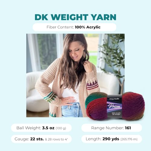 Image of Mary Maxim Prism Yarn, Acrylic Multicolor DK Yarn 290 Yards, Autumn Mist | Ombre Yarn, 3 Weight, Machine Wash, For Knitting and Crochet, Create Baby Items, Blankets, Afghans, Clothing Variegated Yarn