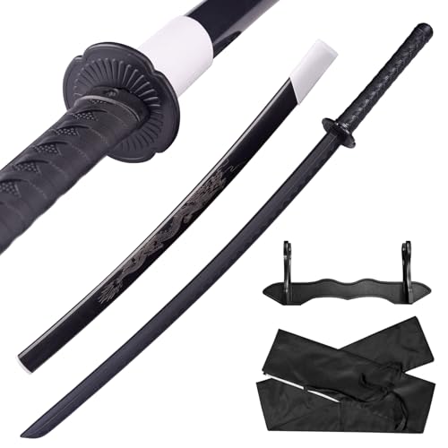 ANATAK Japanese Katana Sword - Polypropylene Black Blade with Saya, Samurai Training Sword for Cosplay, 40.1 inches