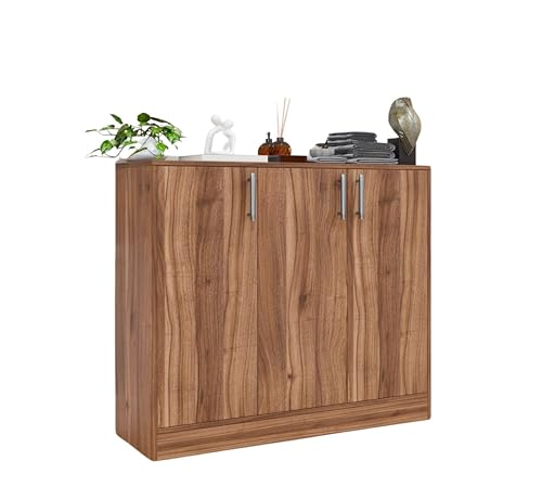 Image of Spyder Craft Buffet Cabinet with Storage - Shinx Storage Organizer with Doors and Shelves - Side Cupboard for Kitchen and Living Room Color - Wood Brown (Brown)