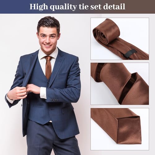 Image of Syhood 6 /12 /24 Pcs Men Ties Set Solid Satin Pure Color Business Formal Necktie Tie 57 inch for Men Occasion Wedding