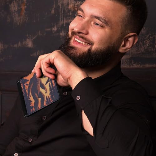 Walking Bigfoot Sunset Funny Bifold Wallets for Men Slim Front Pocket Purse with Multiple Card Slots4