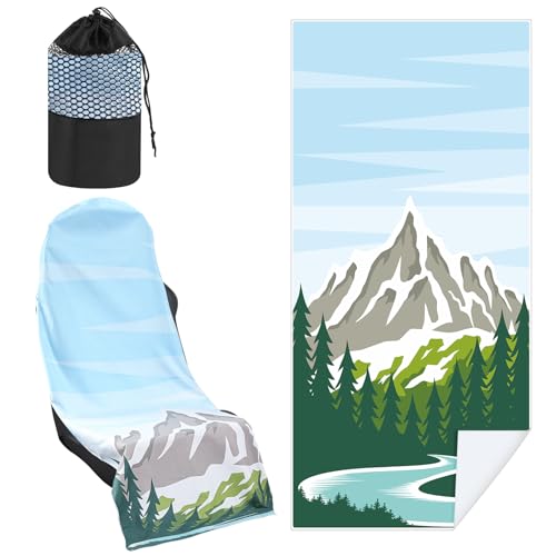 Image of 1 Pack Car Seat Towel Cover with Storage Bag, National Park 1 Style | 63 x 32 in Car Towel Seat Cover Non Slip Waterproof, Gym Workout Swimming Running, Machine Washable Sweat Absorbent Protector