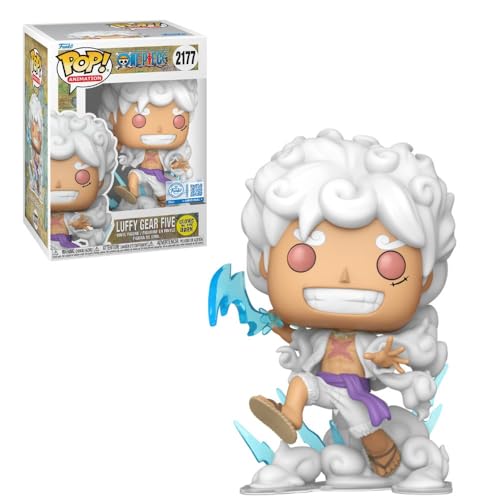 Funko Pop! Animation One Piece Luffy Gear Five #2177, Figura de vinilo exclusiva que brilla en la oscuridad con rayo, 5.3 pulgadas