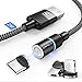 CAFELE 3 en 1 Cable Magnético Carga,2M Cargador Iman de Transferencia Datos de Carga Rápida 3A, Cable Magnetic de Nailon para Tipo C/Micro USB/1Phone/Huawei/Honor/Samsung Galaxy/Xiaomi/Sony【Negro】