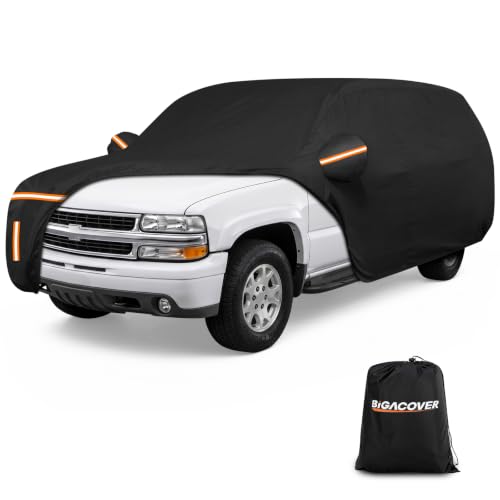 Image of Car Cover for Chevy Suburban 1973-2026, Waterproof PEVA and Cotton Cover Outdoor Full Car Covers with Zipper Windproof Heavy Duty All Weather with Wind, Sun, UV and Dust Protection