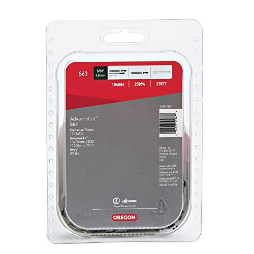 Oregon S63 Advancecut Replacement Chainsaw Chain For 18-Inch Guide Bar, 63 Drive Links, Pitch: 3/8" Low Profile, Low Vibration, .050" Gauge #TOP3