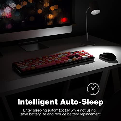 Image of Dilter Wireless Keyboard and Mouse Combo, 104 Keys Full-Sized 2.4 GHz Round Keycap Typewriter Keyboards, USB Receiver Plug and Play, for Windows, Computer, PC, Laptop, Desktop (Black Colorful)