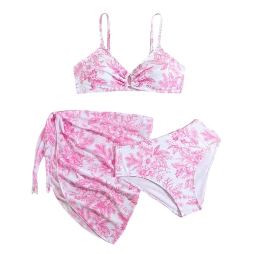 Maillot de bain enfant fille haute protection solaire avec chapeau de plage rouge
