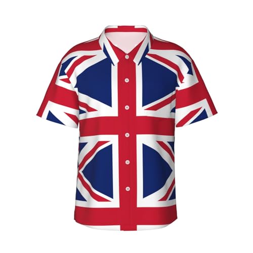 Chemise drapeau britannique homme manches courtes avec boutonnage classique fluide et léger
