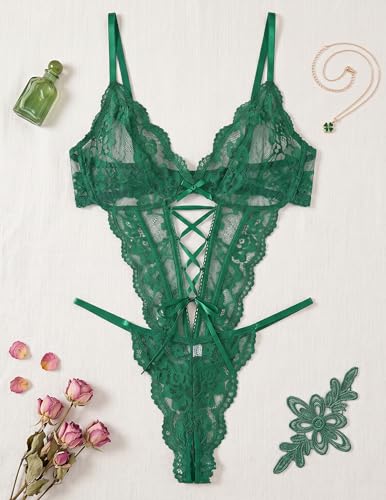 Image of Avidlove Sexy Lingerie for Women Lace Teddy Bodysuit One Piece Lingerie