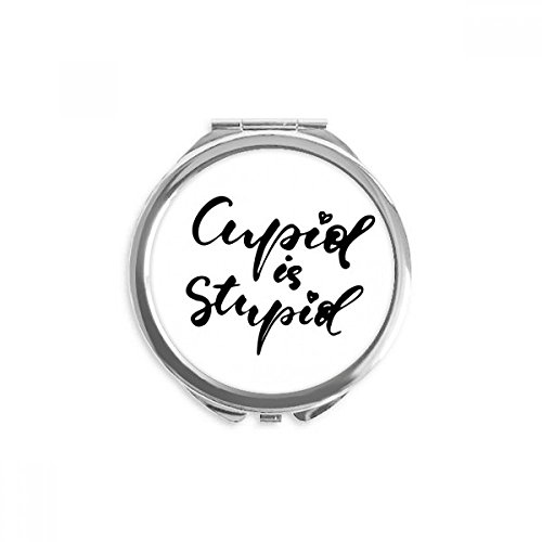 Miroir rond maquillage de poche avec citation Cupidon portable