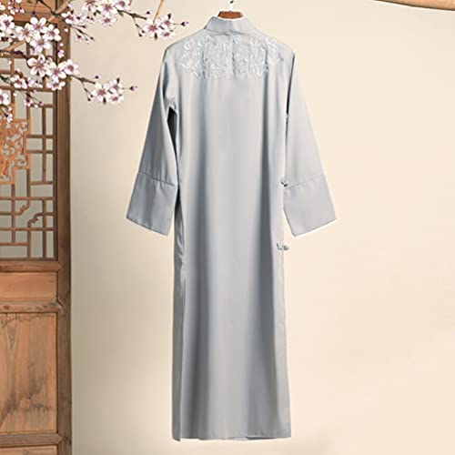 Deluxe Unisex Cloud Embroidered Chinese Traditional Male Cheongsam Mandarin Collar Long Robe Kung Fu Uniform3