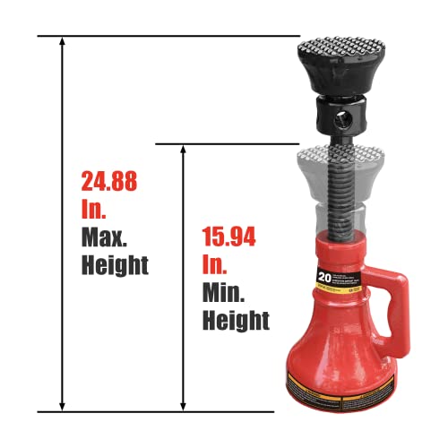 Image of Big RED ASJ20R Torin Professional Car Support Screw Jack for House Construction Bridge Stabilization, 20 Ton (40,000 lb) Capacity, Red