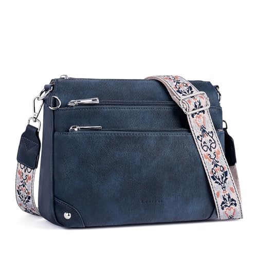 Image of Crossbody Bags for Women Rfid Travel Crossbody Purses Leather Handbags Medium Shoulder bag with Adjustable Strap