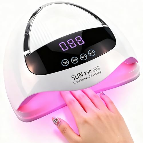 LÁMPARA UV/LED PARA UÑAS DE 500 W - Secador de uñas con 90 LED para un secado rápido del esmalte en gel, con sensor automático y 4 temporizadores (10 s/30 s/60 s/99 s)