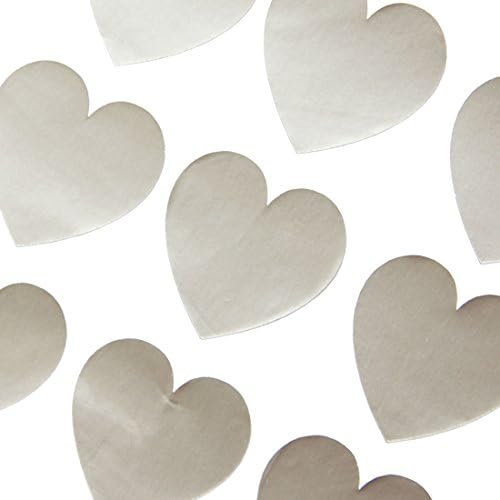 Silver Heart Stickers (x24) - For Cards, Gifts, Anniversary, Valentine & Birthday Presents, Wedding Favours & Party Decoration