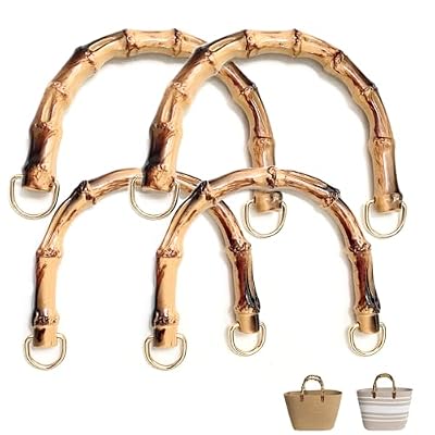 sundrerfect Resina Manici per Borse in bambù (4 Pezzi) 15,5 cm, Manici a Forma di U per Borse Fai da Te,Accessori Borse in bambù, Manico per Borsa Uncinetto, Manici di Ricambio Eleganti e Resistenti