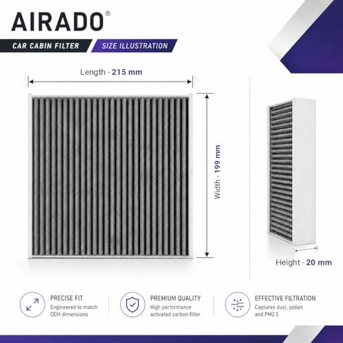 Image of Car Cabin Air Filter with Activated Carbon | AC Filter for Renault Duster, Nissan Terrano | Size: 215x199x20 mm | PM2.5 Dust Protection | Easy DIY Installation | Pack of 1
