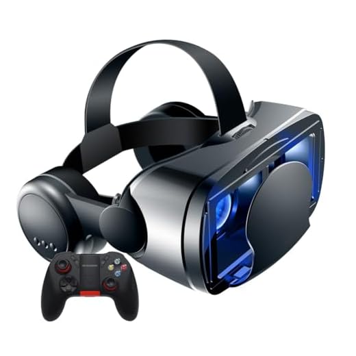 RUTXE Óculos de realidade virtual 3D VR Óculos de realidade virtual Óculos VR para filmes 3D VR e jogos de realidade virtual anti-luz azul ajustável, sistema de cuidados com os olhos de pupila para smartphones Android e iOS com gamepad (preto) (B)