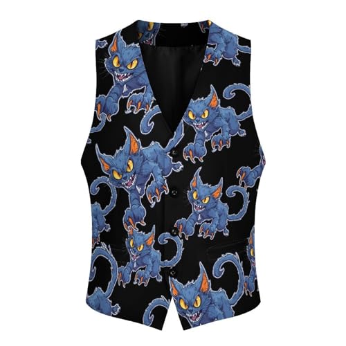 Claw Cat Casual Suit Vest for Men Formal Business Dress Regular Fit Waistcoat Tuxedo3