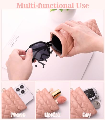 Image of MoKo Squeeze Top Glasses Pouch, Portable Leather Soft Sunglasses Case Anti-Scratch Eyeglasses Bag Goggles Sleeve