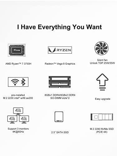 Minisforum Deskmini Um700 Mini Pc Amd Ryzen 7 3750H Small Pc, 16Gb Ram+256Gb Pcie Ssd, Hdmi/Dp/Usb-C 4K@60Hz Outputs, 2.5G Lan, 4Xusb Port Radeon Rx Vega 10 Graphics Small Form Factor #TOP5