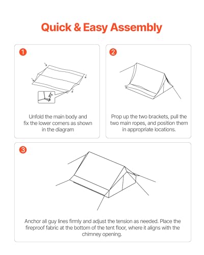 VEVOR Camping Hot Tent, Tienda de campaña caliente para 2 personas, impermeable, con faldón para nieve y poste de aluminio para camping en invierno miniatura 6