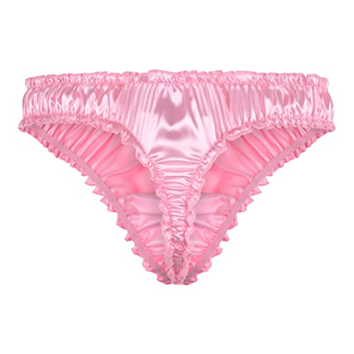 Satini Men's Satin Ruffle Sissy Thong Tanga Knickers Briefs Panties2