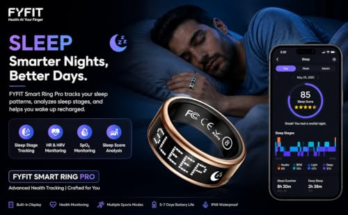 Image of Smart Ring Pro | Buy Sizing Kit First | Caller Notifications & Vibration Alerts | Built-in LED Display | Sleep Tracker, Heart Rate, HRV & SPO₂ | Sports Modes | Gesture Control | Black | Size 11