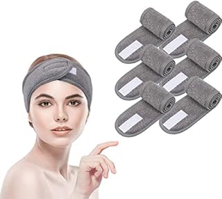 BangShou 6 szt. kosmetycznych opasek na włosy z zapięciem na rzepy, SPA, opaska na czoło, frotte, ochrona włosów pod prysznic, do makijażu i kosmetyków (szara)