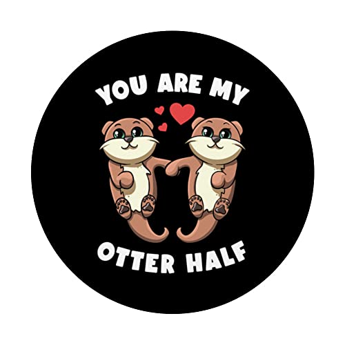 You Are My Otter Half Sea Otters Holding Hands Otter Puns PopSockets Swappable PopGrip, Black - Image 3