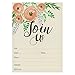 Juvale Invitation Cards - 50 Fill-In Floral Classy Cards with Envelopes. Great for Birthday, Bridal, Baby Shower and Wedding Invitations, 5 x 7 In, Postcard Style