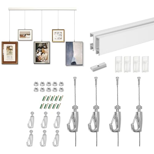 59 Picture Hanging System Click Rail Kits,- Innovative Art Hanging Rail System Including Two of...