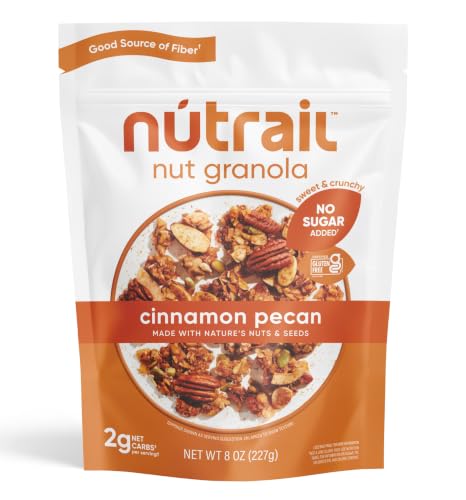 NuTrail Nut Granola Cereal, Cinnamon Pecan, No Sugar Added, Gluten Free, Grain Free, Keto, Low Carb, Healthy Breakfast 8 oz. 1 Count