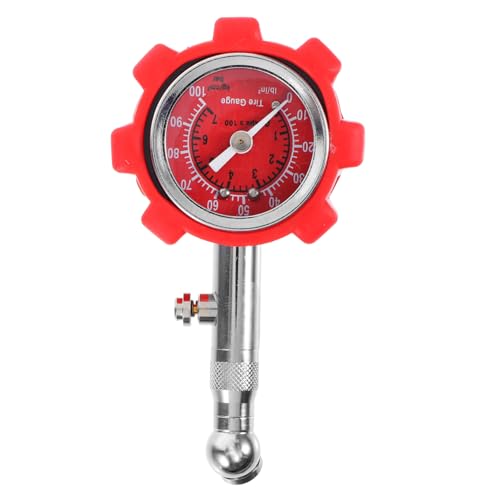 PRETYZOOM Car Tire Pressure Gauge Tires High Pressure Tire Gauge Tire Pressure Monitor Tire Pressure Reader Tire Gauge for Car Tire Pressure Tool Analog Tire Pressure Gauges Red Metal