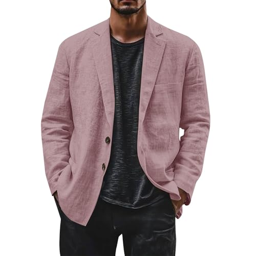 Linen Blazer Men Business Casual Office Work Suit Jacket Lightweight Long Sleeve Big and Tall Sports Coats for Men