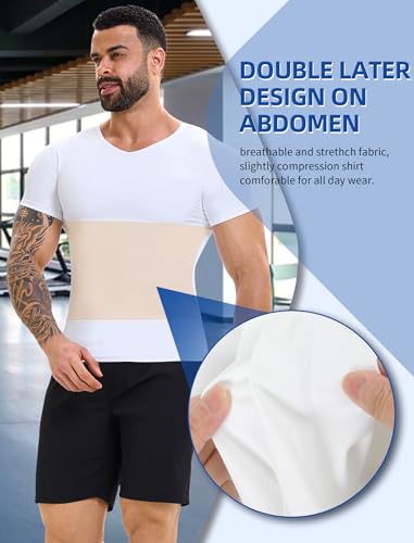 MISS MOLY Compression Shirts For Men Tummy Control Gynomastica Slimming Undershirt V Neck Short Sleeve Shapewear3