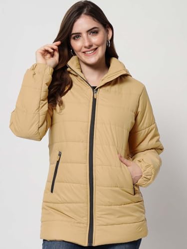 Image of KOTTY Women's Full Sleeve Zipper Fur Hooded Neck Puffer Jacket