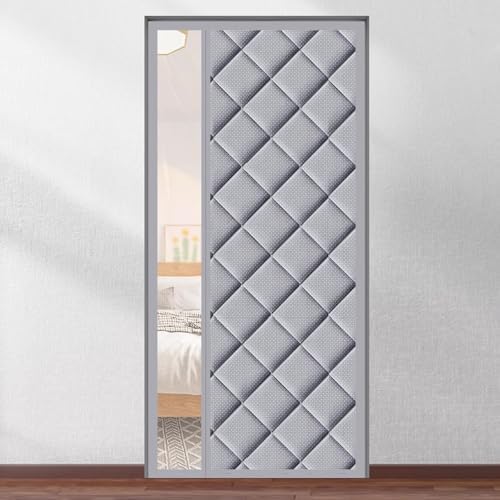 Cortina de puerta aislada con ventana, resistente al viento, reducción de ruido térmica para dormitorio, estudio, habitaciones con aire acondicionado, cortinas de bajo consumo para máxima comodidad