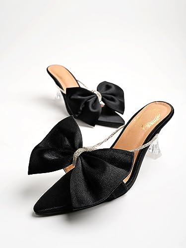 Shoetopia black satin heels – image 4